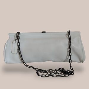 Danier White Leather Clutch with Chain Strap